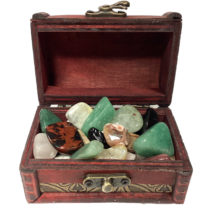 Treasure Chest with Assorted Tumble Stones - Kidsplace.store