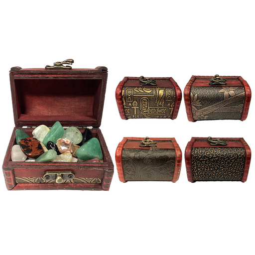 Treasure Chest with Assorted Tumble Stones - Kidsplace.store