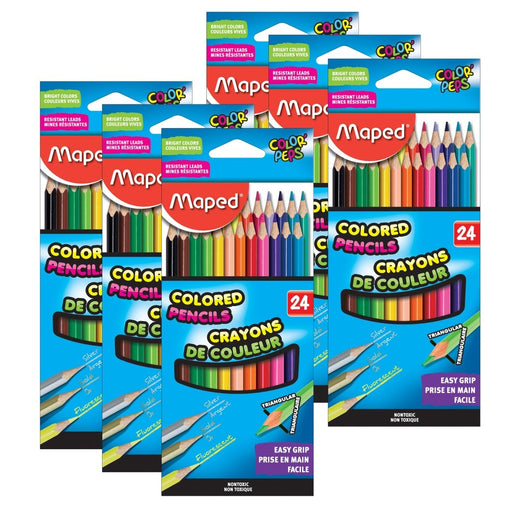 Triangular Colored Pencils, 24 Per Pack, 6 Packs - Kidsplace.store