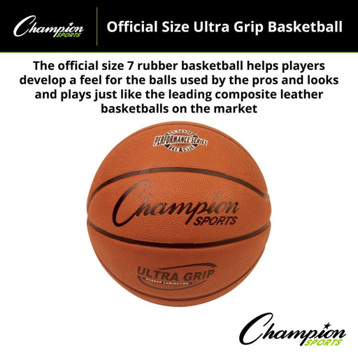 Ultra Grip Rubber Basketball with Bladder, Official Size 7 - Kidsplace.store