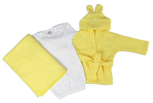 Unisex Newborn Baby 3 Pc Set (gown, Robe, Fleece Blanket) Ls_0144 - Kidsplace.store