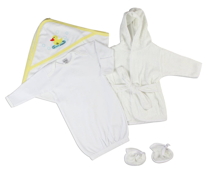 Unisex Newborn Baby 3 Pc Set (gown, Robe, Hooded Towel) Ls_0141 - Kidsplace.store