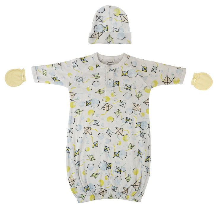 Unisex Newborn Baby 3 Piece Gown Set Nc_0813 - Kidsplace.store