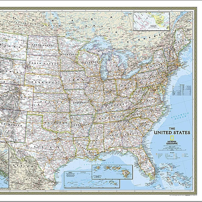 United States Classic Map, Laminated, 43.5" x 30.5" - Kidsplace.store