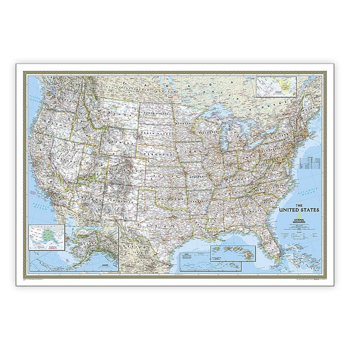 United States Classic Map, Laminated, 43.5" x 30.5" - Kidsplace.store