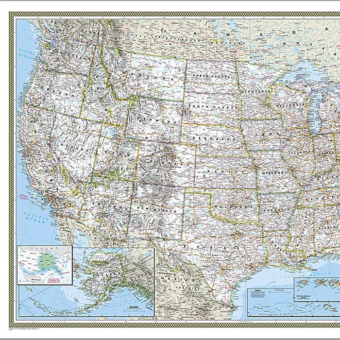 United States Classic Map, Laminated, 43.5" x 30.5" - Kidsplace.store