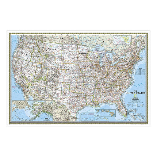 United States Classic Map, Poster Size and Laminated, 36" x 24" - Kidsplace.store