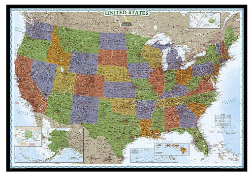 United States Decorator Map, Enlarged and Laminated, 43.5" x 30.5" - Kidsplace.store