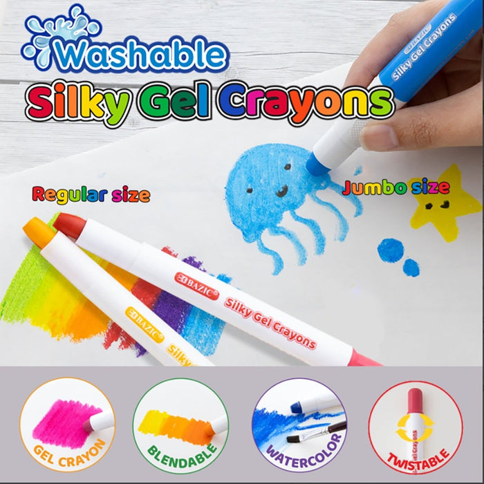 Washable Jumbo Silky Gel Crayons, 12 Per Pack, 3 Packs - Kidsplace.store