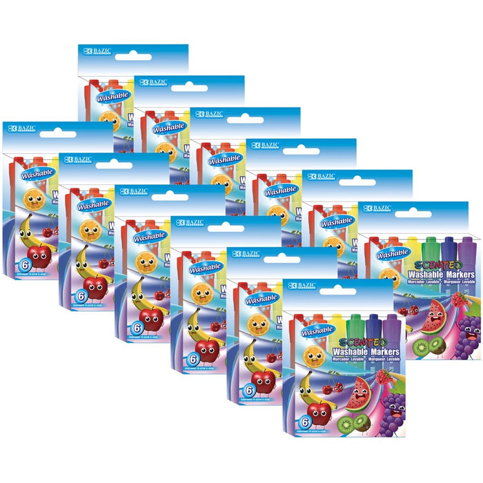 Washable Markers, Scented, 6 Per Pack, 12 Packs - Kidsplace.store