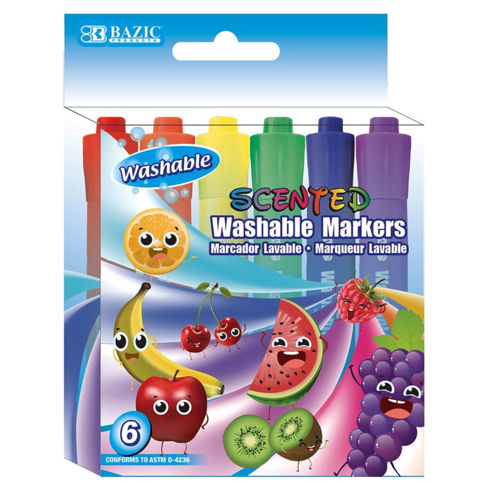 Washable Markers, Scented, 6 Per Pack, 12 Packs - Kidsplace.store