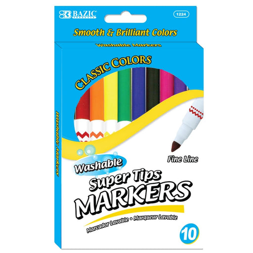 Washable Markers, Super Tip, 10 Per Pack, 12 Packs - Kidsplace.store