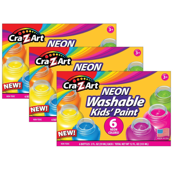 Washable Neon Paint, 6 Colors Per Set, 3 Sets - Kidsplace.store