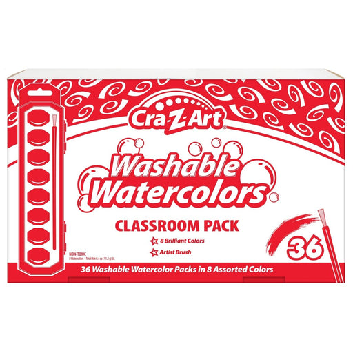 Washable Watercolors Classroom Pack, 8 Colors, 36 Count - Kidsplace.store