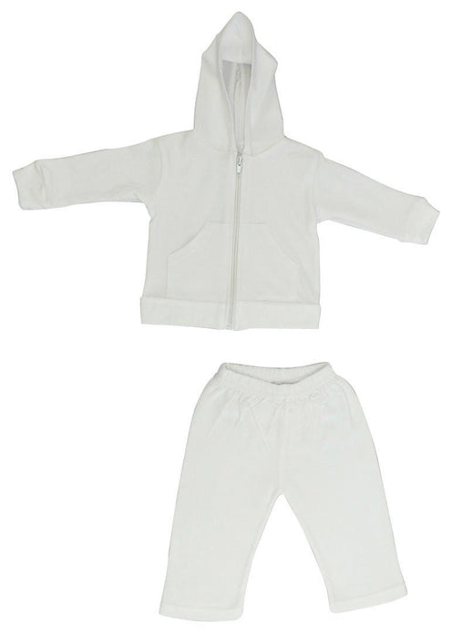 White Interlock Sweat Pants And Hoodie Set 419nb - Kidsplace.store