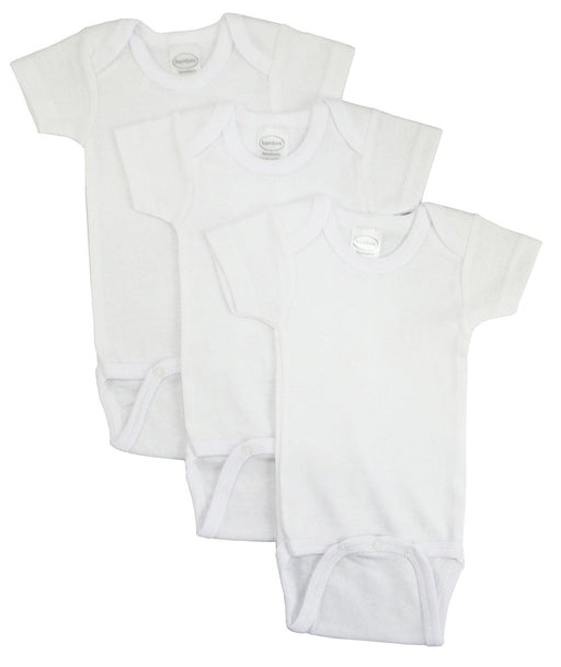 White Short Sleeve One Piece 3 Pack 001nb - Kidsplace.store