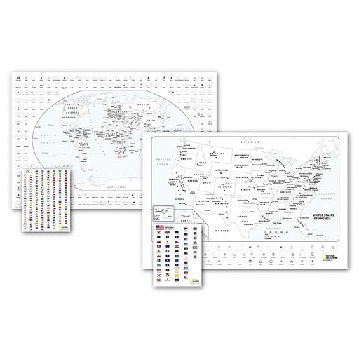 World and United States Coloring, Map Pack Bundle, 36" x 24" - Kidsplace.store