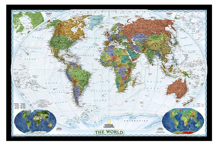 World Decorator Map, Laminated, 46" x 30.5" - Kidsplace.store