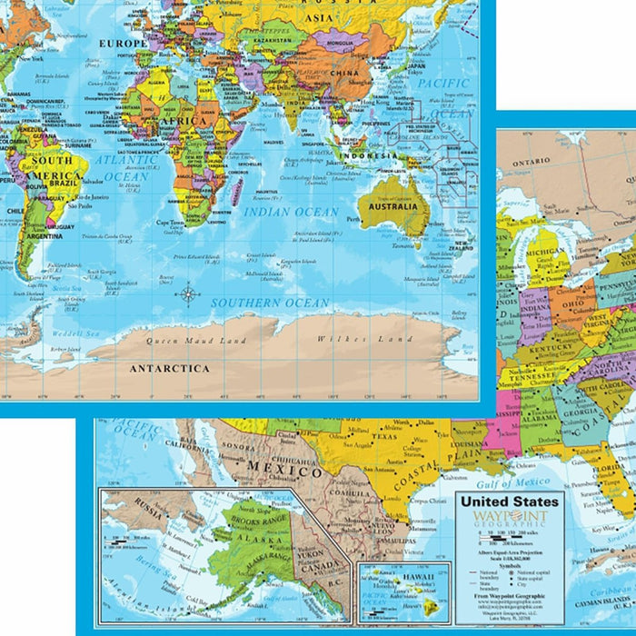 World/USA Laminated Notebook Maps, 12 Count - Kidsplace.store