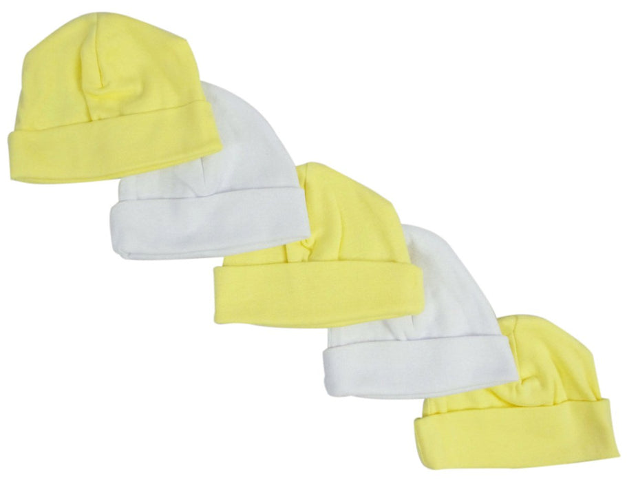Yellow & White Baby Caps (pack Of 5) 031-yellow-3-w-2 - Kidsplace.store
